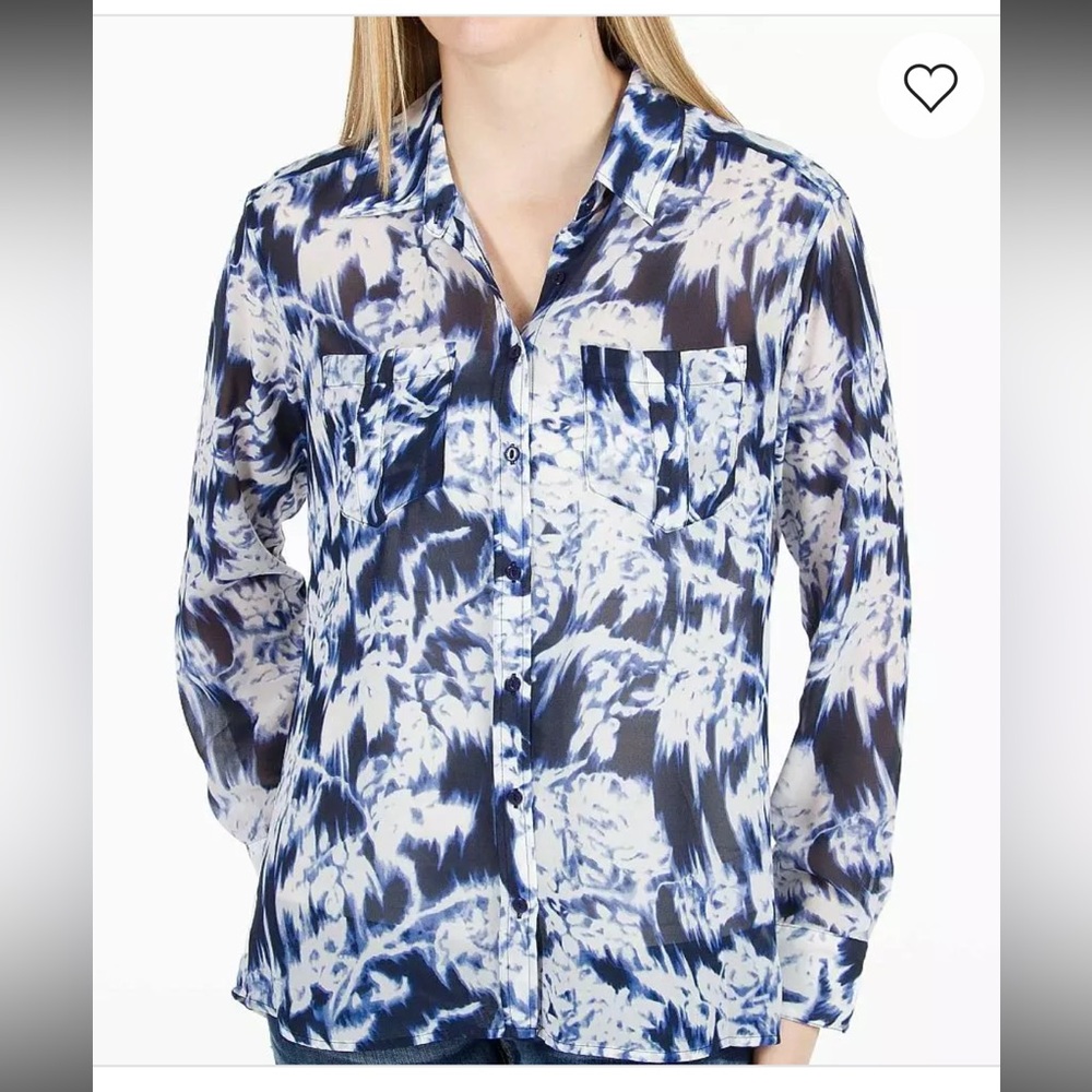 GUESS Blue Patterned Women's Top